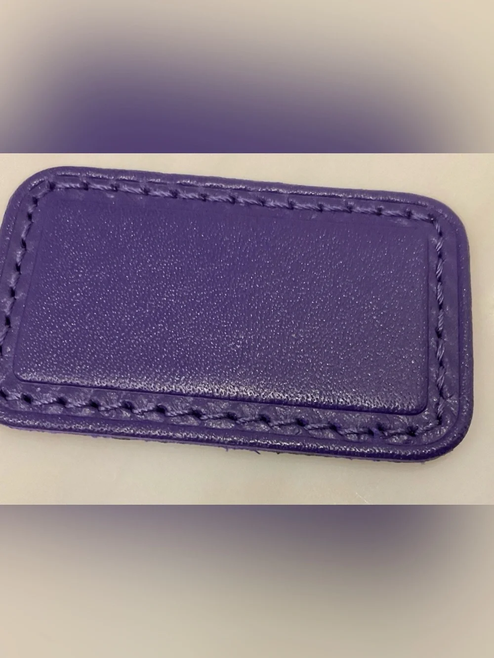 NEW Tumi Small 2” x 1-3/16” Leather Monogram Patch - PURPLE color